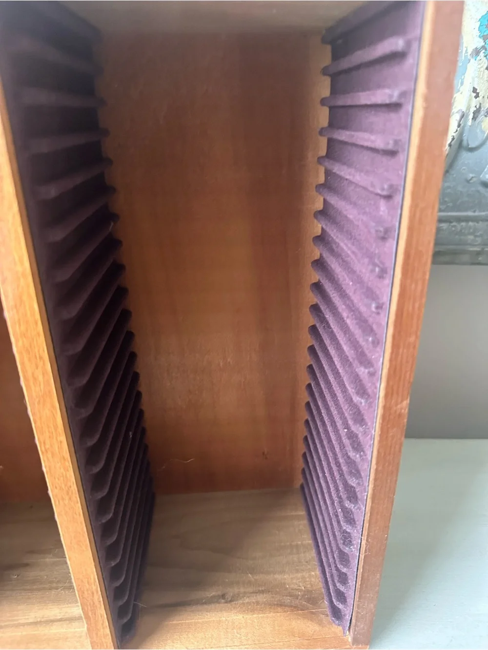 Vintage wood dove tail compact disc cd holder